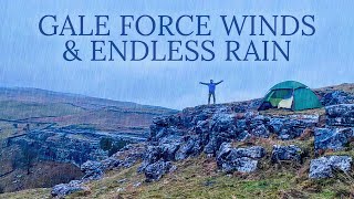 SOLO STORM WINTER WILD CAMPING IN GALE FORCE WIND GUSTS AND HEAVY RAIN