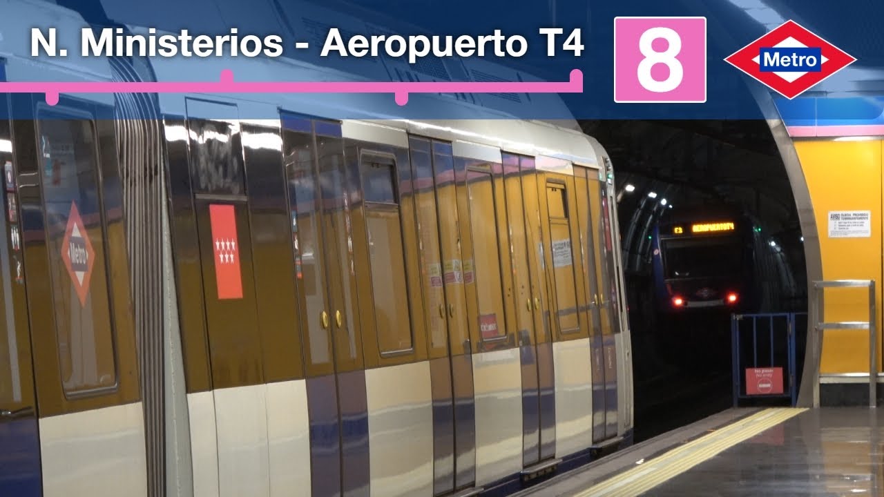 Trenes por L8 de Metro de Madrid (8000, 9000) | N. Ministerios - Aeropuerto