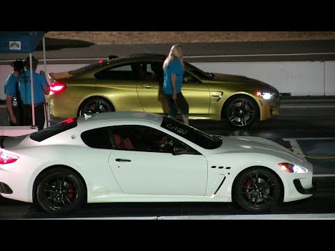 BMW m4 vs Maserati Granturismo-drag race 1/4 mile