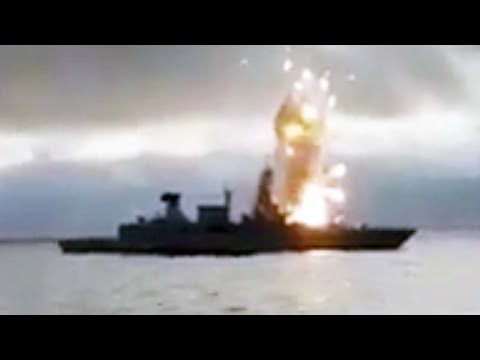 Missile Explodes Over German Frigate