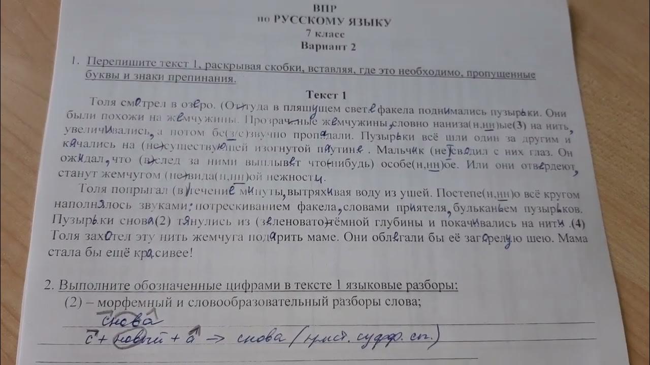 Анализ впр по русскому языку 7 класс