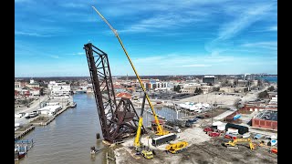 Iconic Port Huron Pere Marquette  Bridge demolition begins.