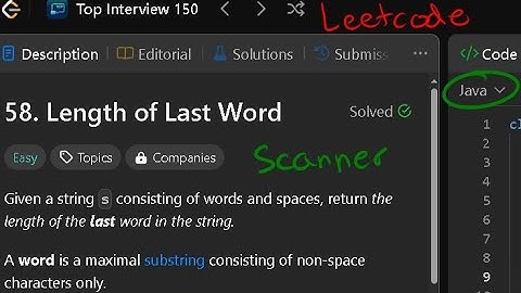 LeetCode: Length of Last Word in JAVA, using: methods, scanners, strings,  scanner::next, hasNext