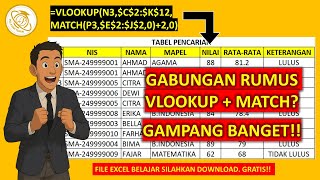 VLOOKUP + MATCH !! RUMUS EXCEL GABUNGAN UNTUK MENCARI DATA #youtube #excel #tutorial