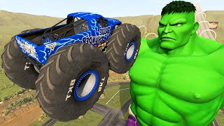 Monster Trucks vs Giant Hulk - Extreme Car Crashes and Epic Jumps screenshot 4