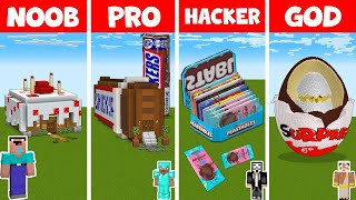 Minecraft NOOB vs PRO vs HACKER vs GOD - SWEET CHOCOLATE HOUSE BUILD CHALLENGE