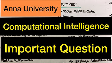 Computational Intelligence | Important Questions | Tamil