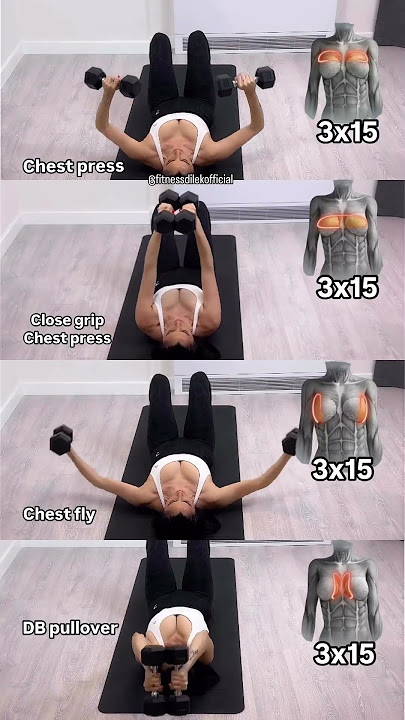 📌Top 4 best chest exercises with dumbbell 🔥 #chest #chestworkout #chestday #chestexercises