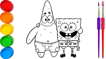 Drawing SPONGEBOB and PATRICK STAR using markers and watercolors (step by step)