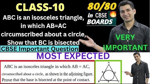ABC is an isosceles triangle, in which AB=AC circumscribed about a circle, Show that BC is bisected