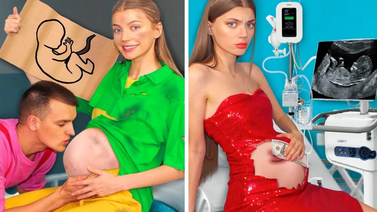 Rich Pregnant vs Broke Pregnant! Funny Pregnancy Situations & DIY ideas