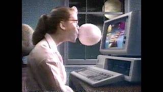 1984 Bubble Yum Wacky Fruit girl sucked into computer ad