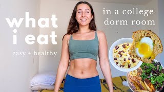 what I eat in a day in a DORM ROOM (microwave only, healthy recipes for college students)