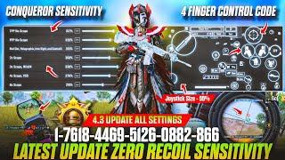 4.3 Update New🔥 Zero Recoil Sensitivity Settings in BGMI-PUBG 🔴 sensitivity code + 4 Finger Control