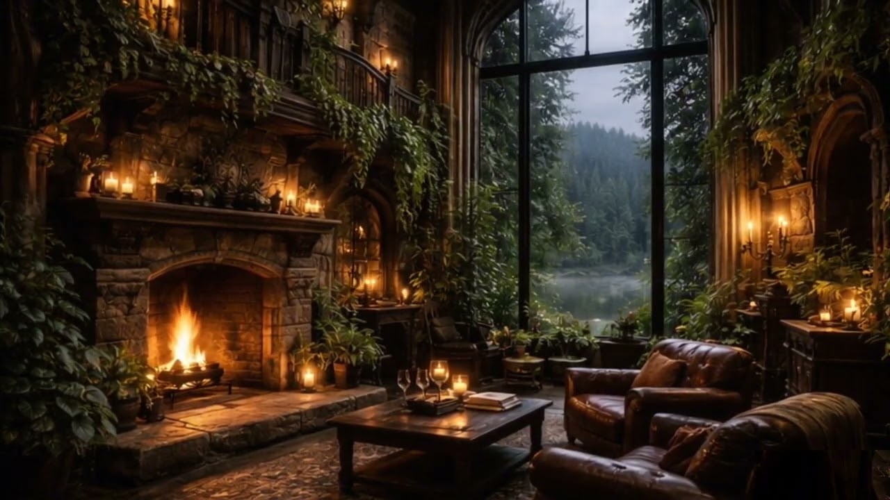 Quiet Fireplace Corner | Candlelit Room for Relaxation, Study & Sleep Ambience