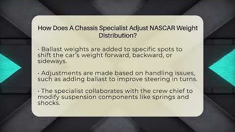 How Does A Chassis Specialist Adjust NASCAR Weight Distribution? - Pit Stop Chronicles