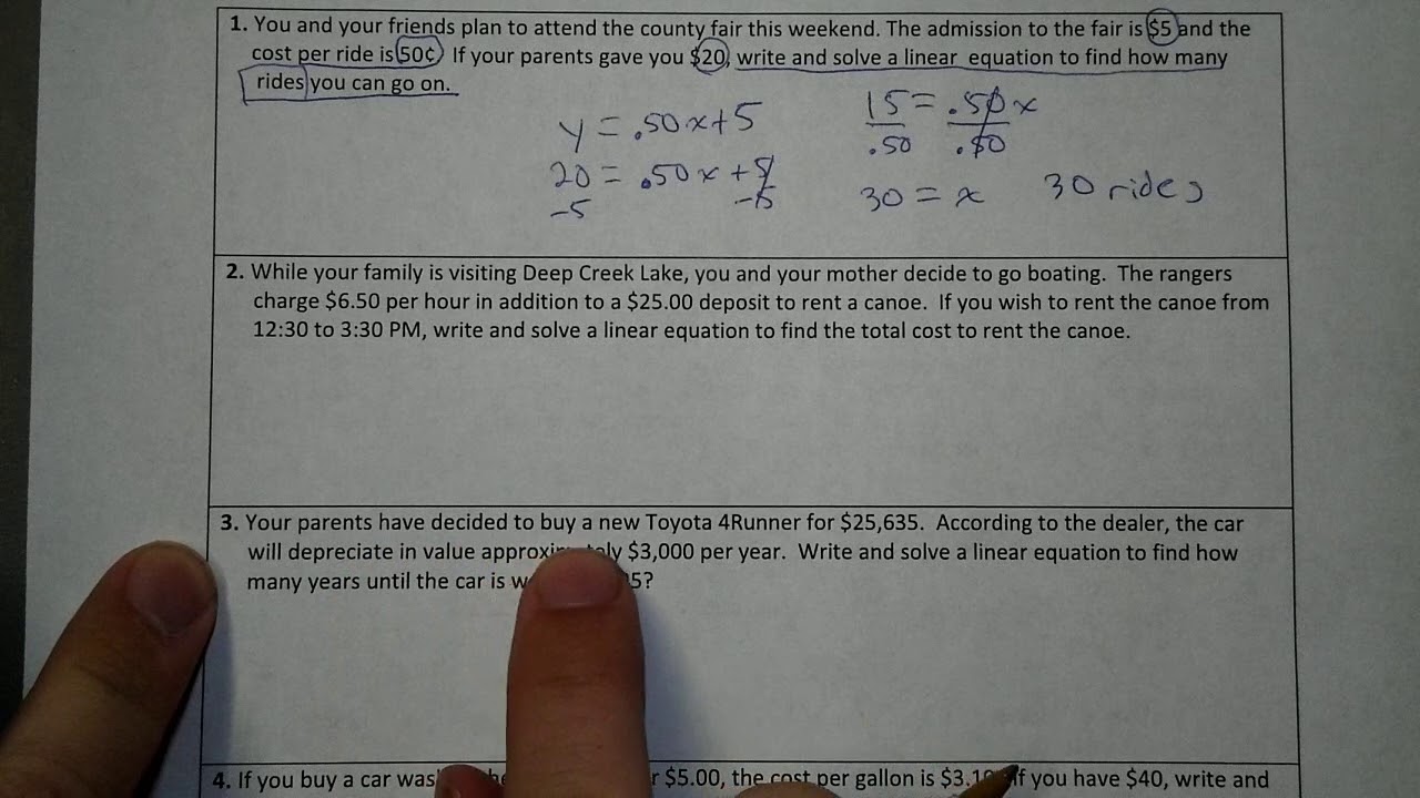 Linear Word Problems Notes Part 1 - YouTube