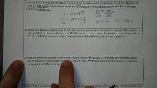Linear Word Problems Notes Part 1