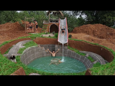 30 Days Build Minecraft House With Water Slide And Swimming Pool