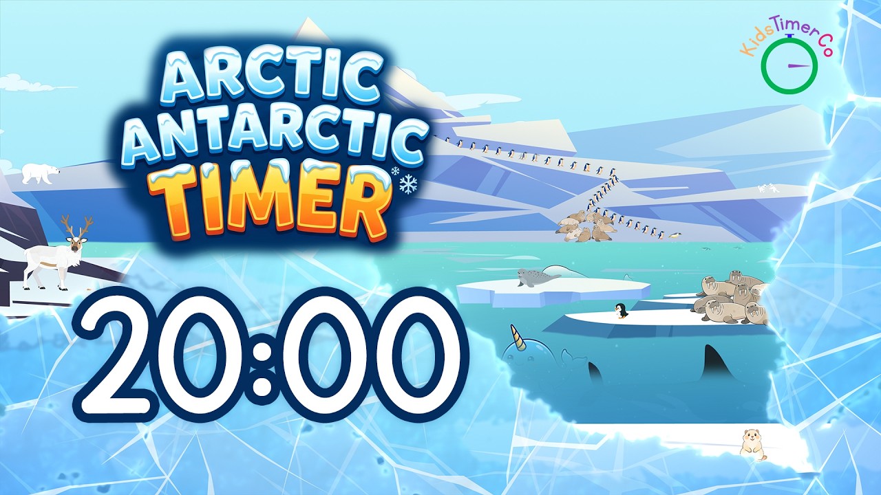 20 Minute Arctic & Antarctic Adventure! 🧊🐧 Ice Melt Visual Timer for Kids