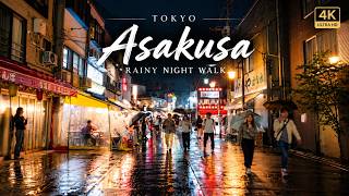Tokyo in the Rain 🌧️ | A Quiet Night Walk Through Asakusa | 4K