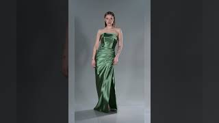 Firuze Straplez Bacak Dekolteli Uzun Mezuniyet Elbisesi Abu4944