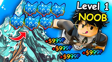 Starting Over as NOOB with New *RAREST* OP PET ARMY in Climb and Jump Tower (Mount Everest Update)