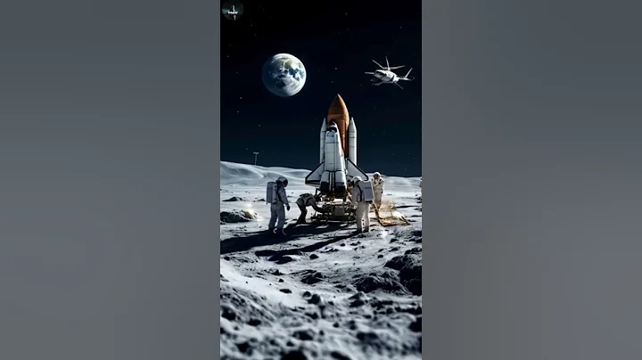 Astronauts Walking Around a Space Shuttle on the Moon – Stunning Footage