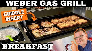 Huge Breakfast on a GAS GRILL?  WHAT?!  Big WEBER Griddle Insert Breakfast!