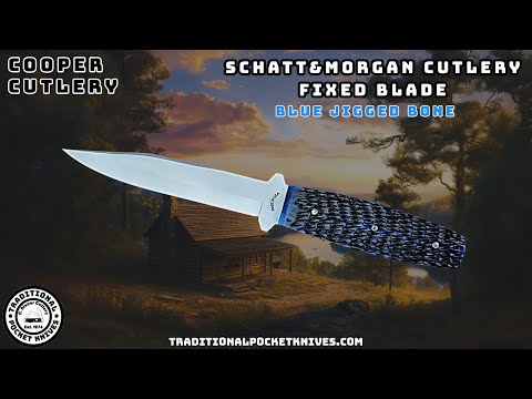 Cooper Cutlery: Schatt&Morgan Cutlery Blue Jigged Bone Fixed Blade (V1 BJB)