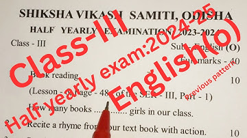 Half yearly exam:2024-25ll class-3 English(oral)ll ssvm class-3 Eng Qus.ll @Pksimplelearning 🙏