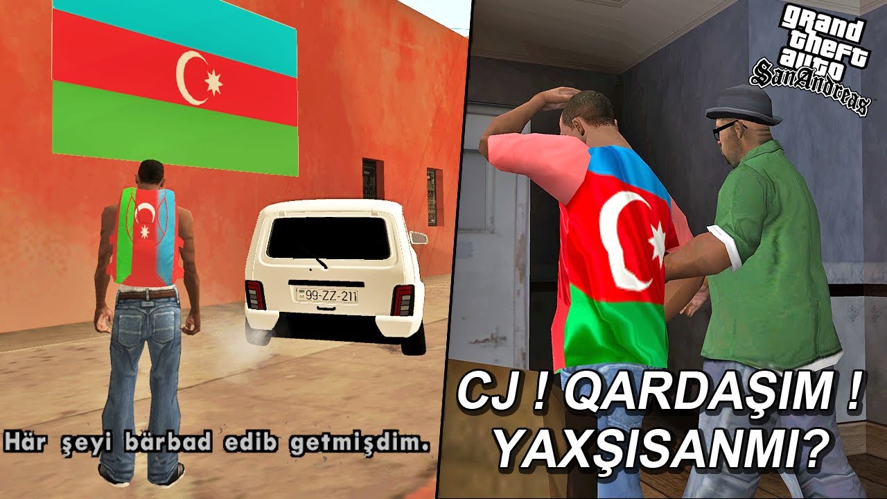 GTA SAN ANDREAS AZERBAYCAN MODU - CJ QARDAŞIM ! YAXŞISANMI ?