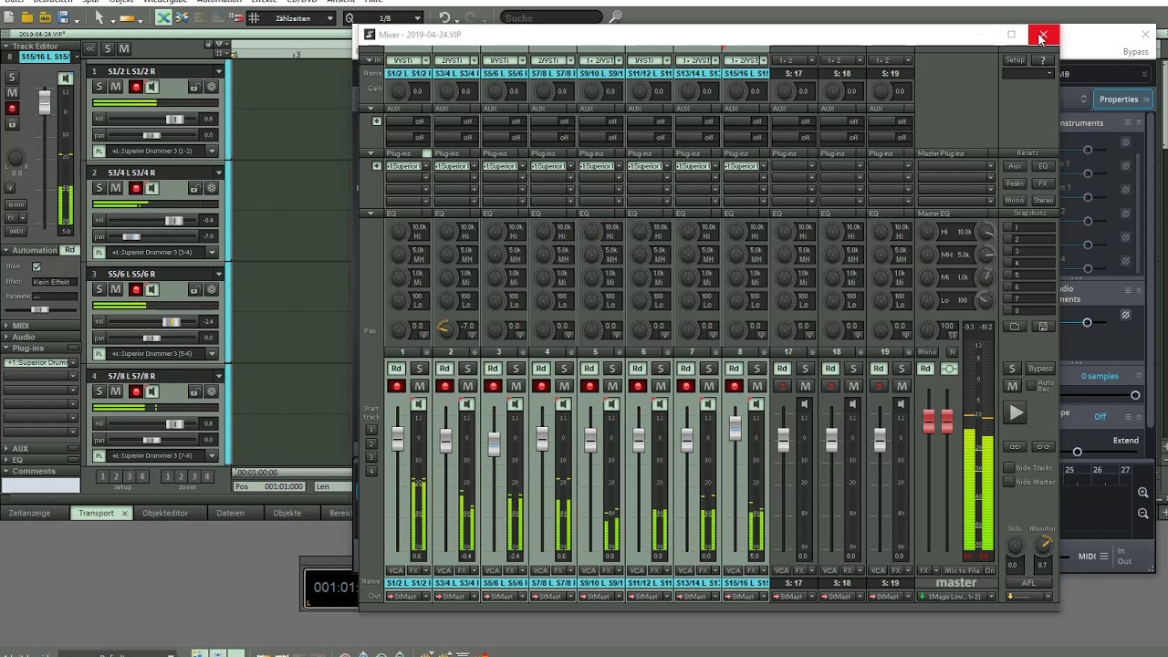 Aufnahme eines Bossanova Beats in Samplitude Pro X3 Suite