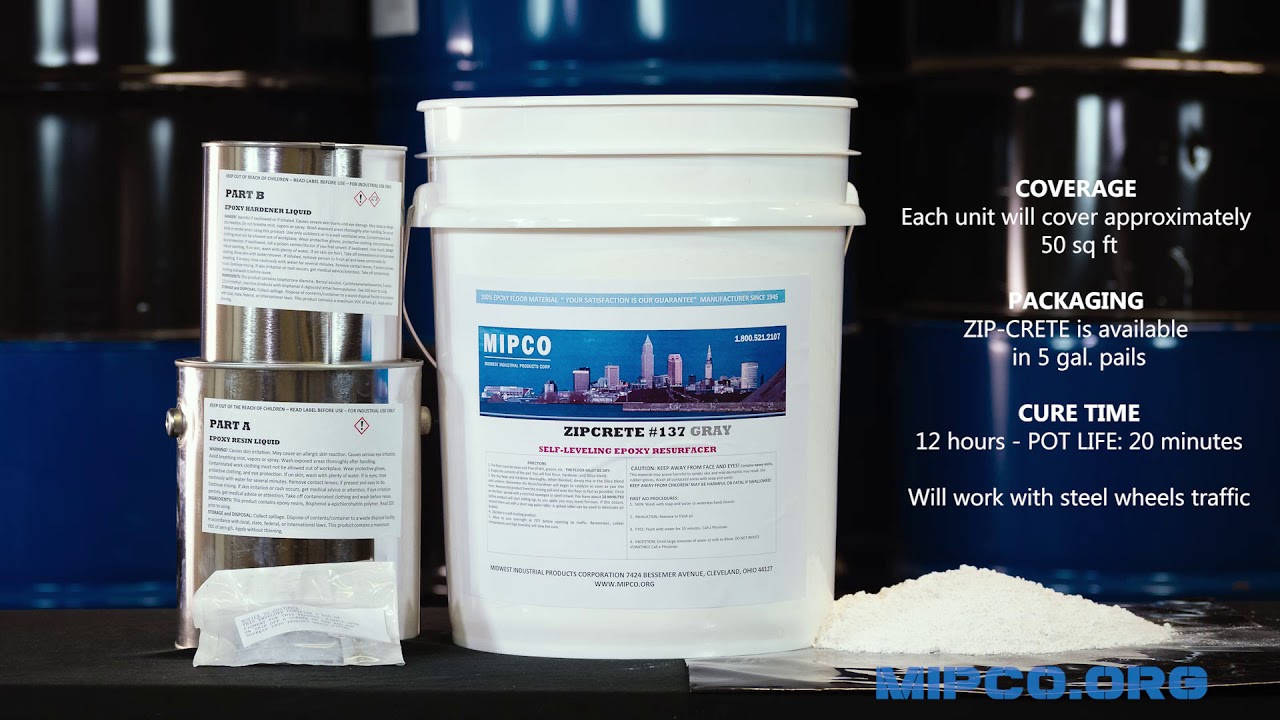Zip Crete Self Leveling Epoxy Floor Patch and Resurfacer YouTube