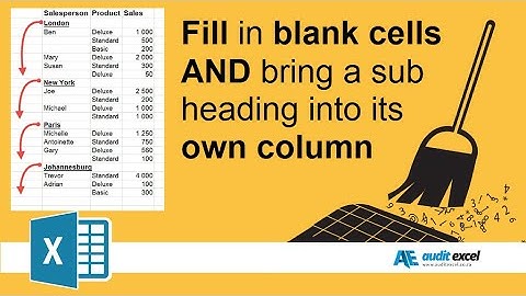 Fill in blank cells with the cell above AND move subheadings into their own columns