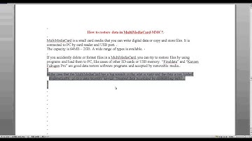 How to restore data in MultiMediaCard MMC