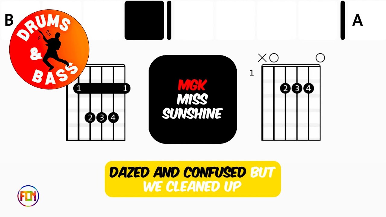 Machine Gun Kelly - Miss Sunshine • Bass & Drums | Scrolling Guitar Chords & Lyrics