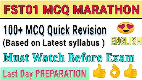 fst01 mcq one liner Marathon 100+ question answer Quick Revision latest Pattern (English)
