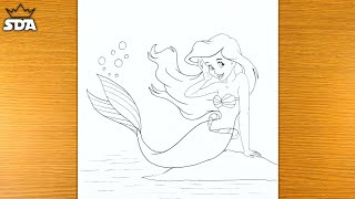 How to Draw Ariel the Little Mermaid (full body)