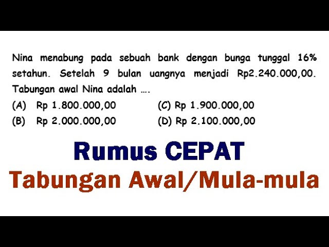 Rumus CEPAT Menghitung Tabungan Awal/Mula-mula - YouTube