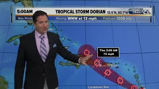 5 a.m. Tuesday tropical update: Dorian's winds at 50 mph