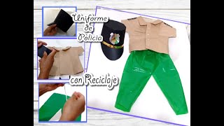 COMO HACER DISFRAZ DE POLICIA CON RECICLAJE // UNIFORME DE POLICIA CON BOLSA & PAPEL