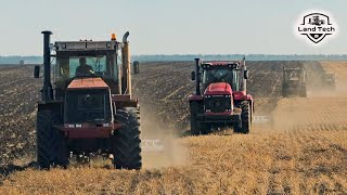 Тракторы Кировец К-740МПр, К-744 Р2 и один Fendt 936 G6 пашут поле навесными плугами ПНУ-8-40!