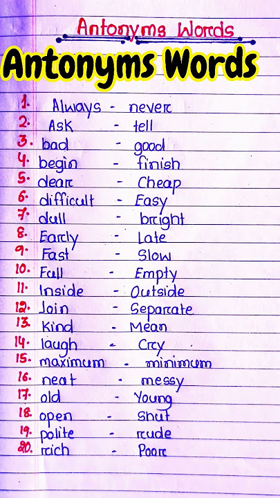 20  Antonyms Words in English l Antonyms Words english grammar l Antonyms words