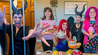 Maleficent and Little Mermaid Have a Pretend Play Tea Party with Kate &amp; Lilly! Teaching Manners!