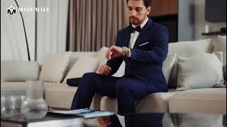 Mage Male Mens 3-Piece Slim Fit Suit