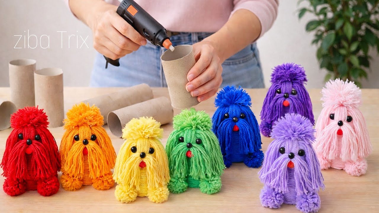 Cutest Yarn Dog from Toilet Paper Rolls 🐶 | Super Easy DIY Craft