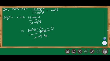Prove that (1 + tan² θ)/(1 + cot² θ) = tan²θ. #class11maths #trigonometricfunction