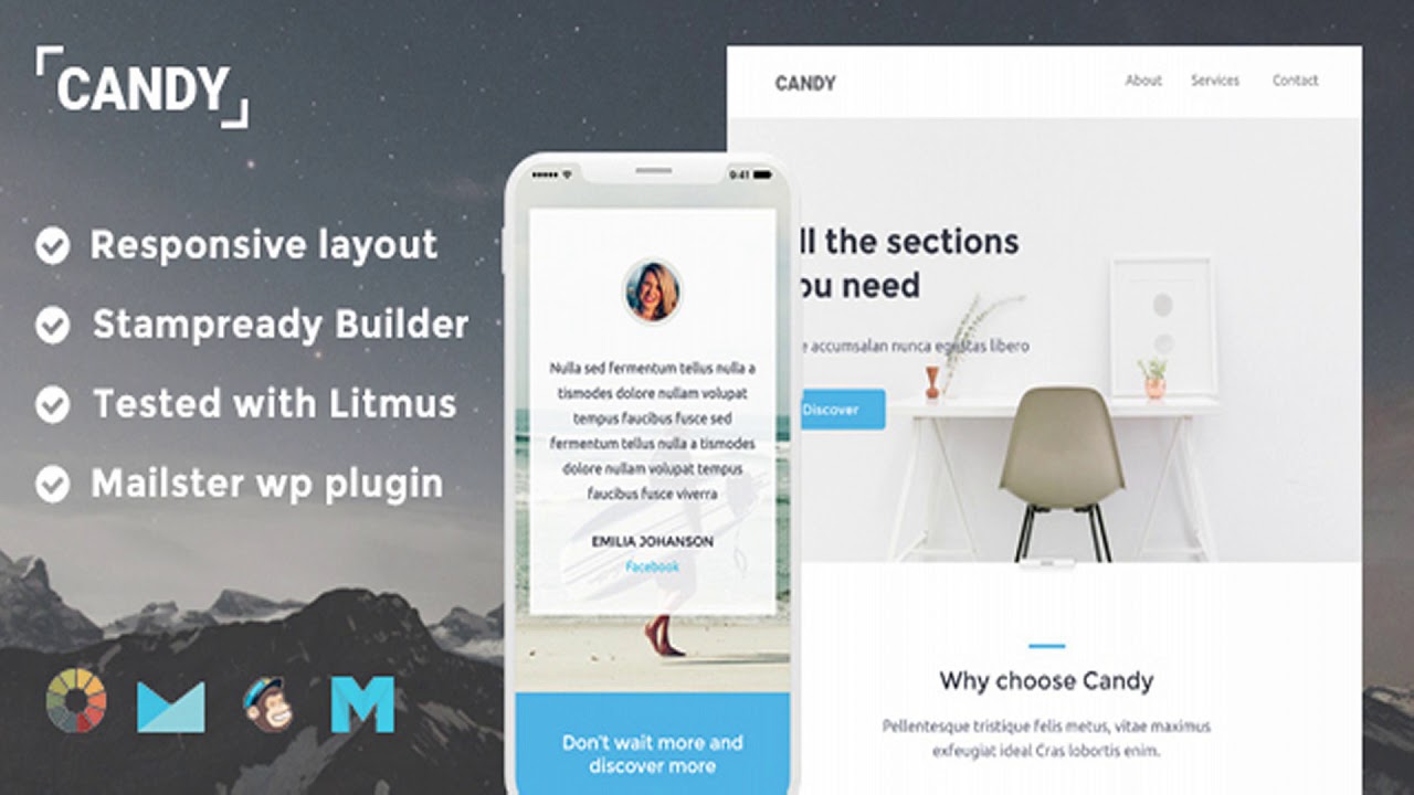 Candy Responsive Email Template + Stampready Builder + Mailchimp ...
