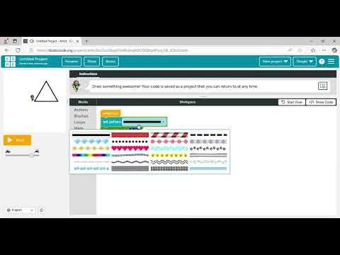How to draw a triangle in artist lab of code.org
